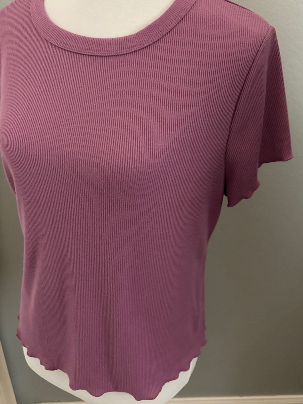 Ribbed Short Sleeve Tee in Dusty Rose